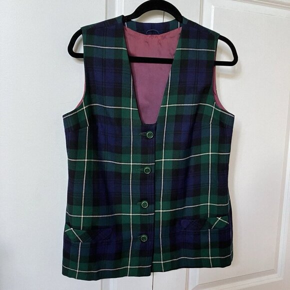 Vintage Moffat Vest Handloom Weavers Tartan Plaid Wool Vest Kilmahog Scotland - Picture 1 of 6